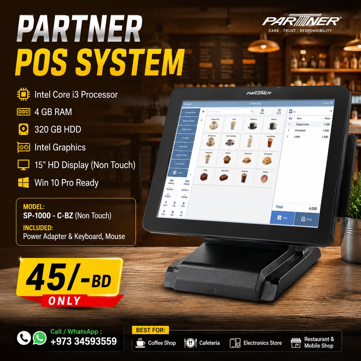 Manama, Electronics, BHD 45,  PARTNER POS System Good Working Ready To Use Windows 10 Pro With Keyboard Mouse 45-BD Only
