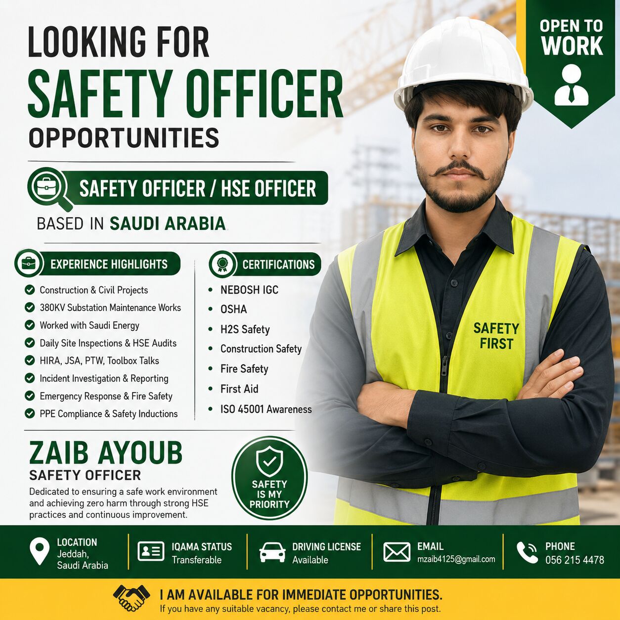 Jeddah, Job Seekers, Safety Officer