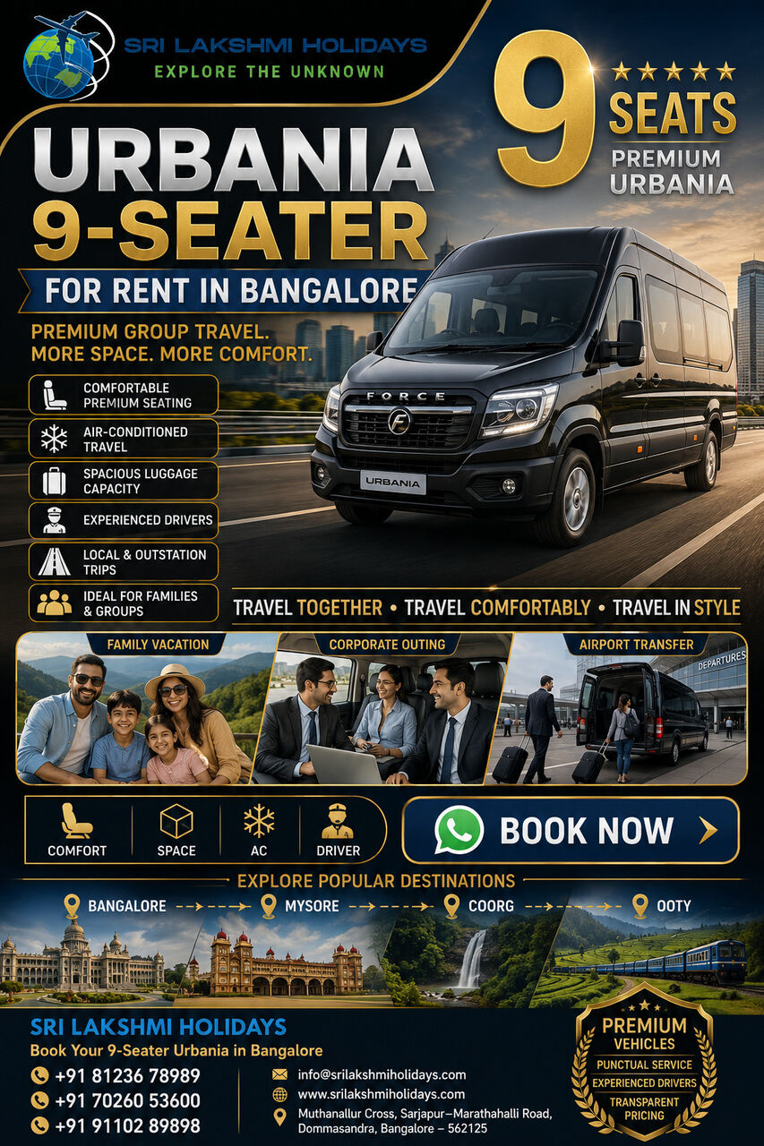 Bangalore, Travel, Why Is An Urbania 9-Seater For Rent In Bangalore Perfect For Premium Small-Group Travel?