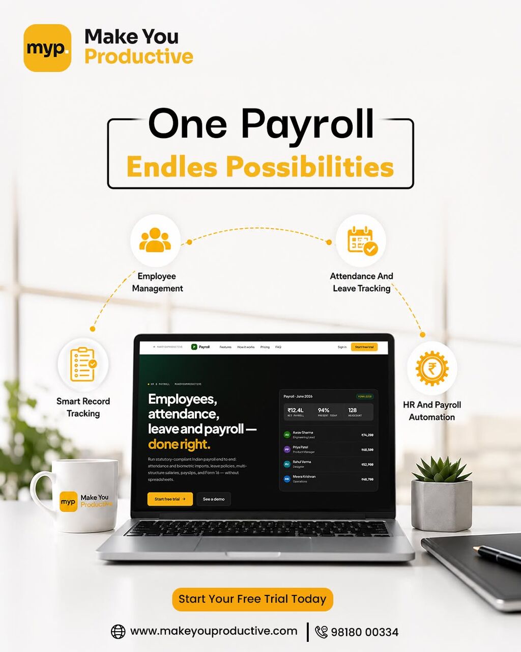 New Delhi, Business, Automate Salary And Employee Management With MYP Payroll