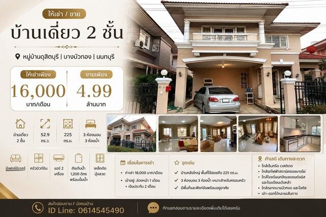 Bangkok, Real Estate For Sale, THB 4990000,  3 BR,  53 Sq. Feet,  ให้เช่า / ขายบ้านเดี่ยว 2 ชั้น หมู่บ้