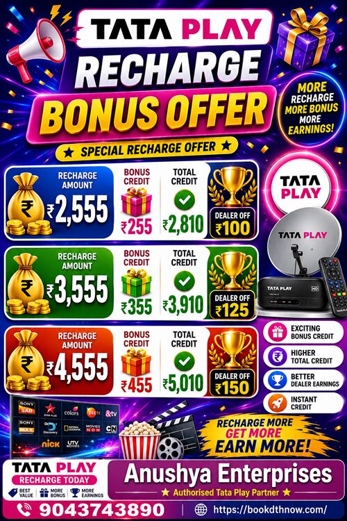 Mumbai, Electronics, INR 3600,  Tata Play New Connection & Recharge Offers In Villupuram | 9043743890