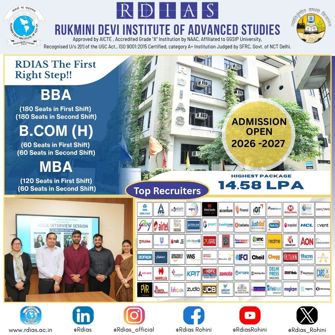 Rohini, Education, Best B-Schools In Delhi: Build Your Management Career With RDIAS