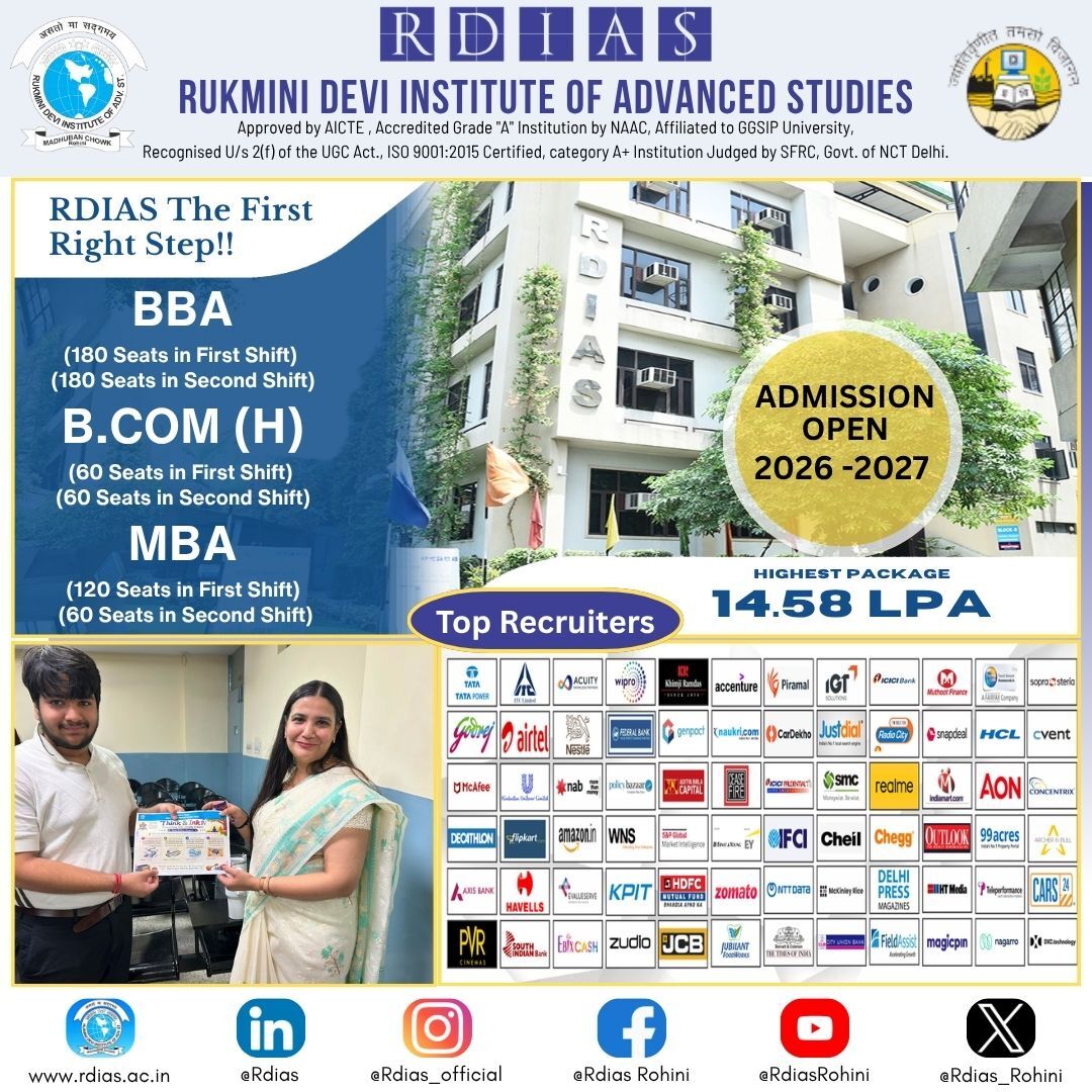 Rohini, Education, Best MBA Colleges In Delhi With Placements - Choose RDIAS For Career Growth