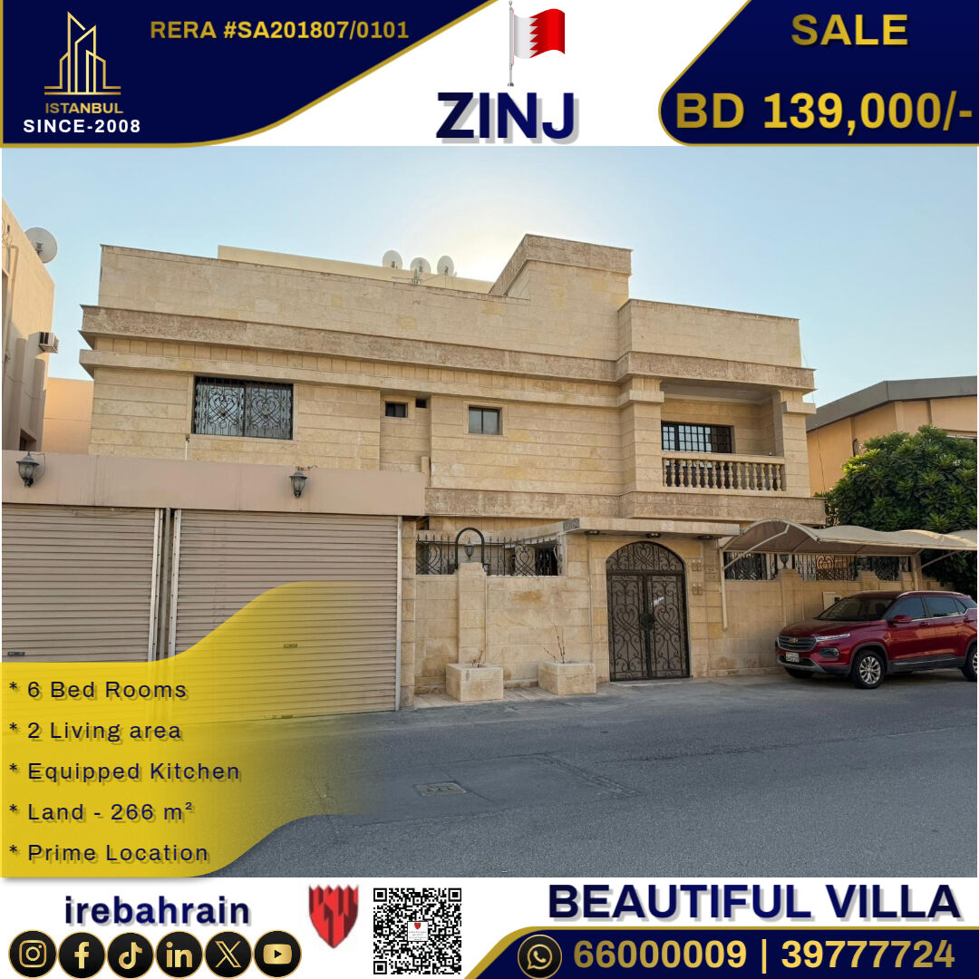 Zinj, Real Estate For Sale, BHD 139000,  6 BR,  Own A Villa In Zinj Area For Just