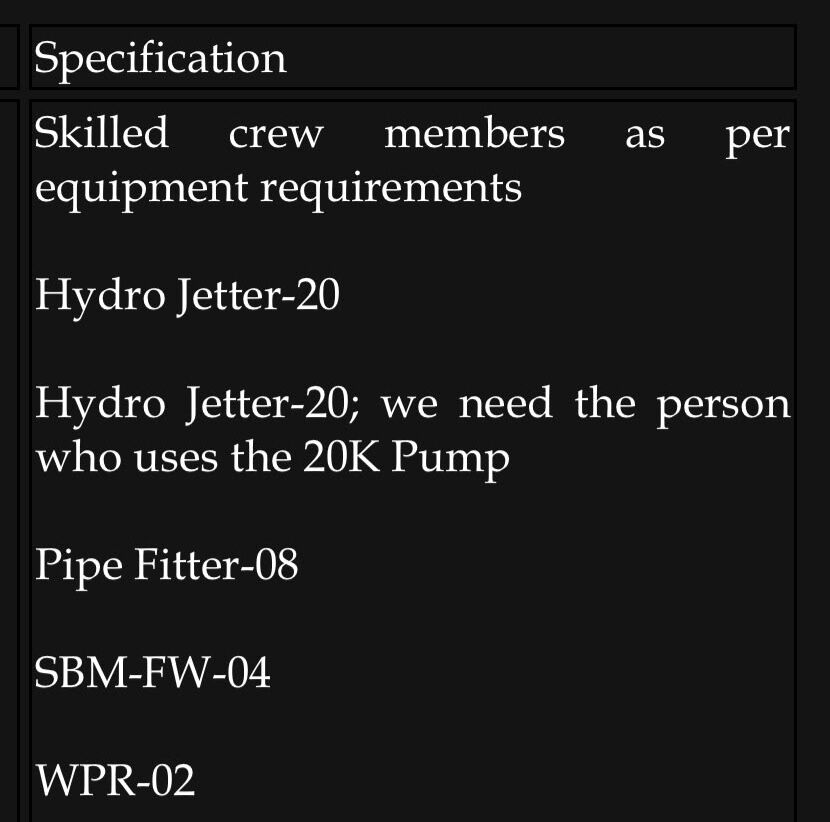 Jubail, Jobs, Hydro Jet Operator.