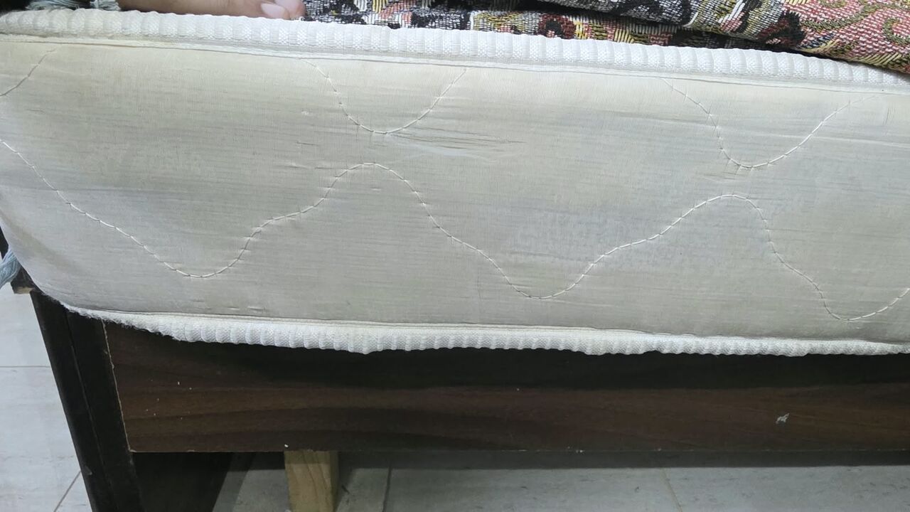 Riyadh, Furniture, SAR 100,  Single Wooden Bed With Mattress In Good Condition