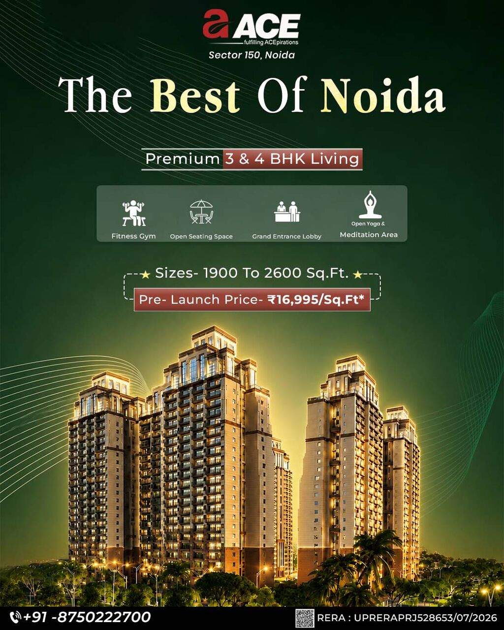 Noida, Real Estate For Sale, INR 32,  2 BR,  1900 Sq. Feet,  ACE Arte &ndash; Luxury Apartments In Noida