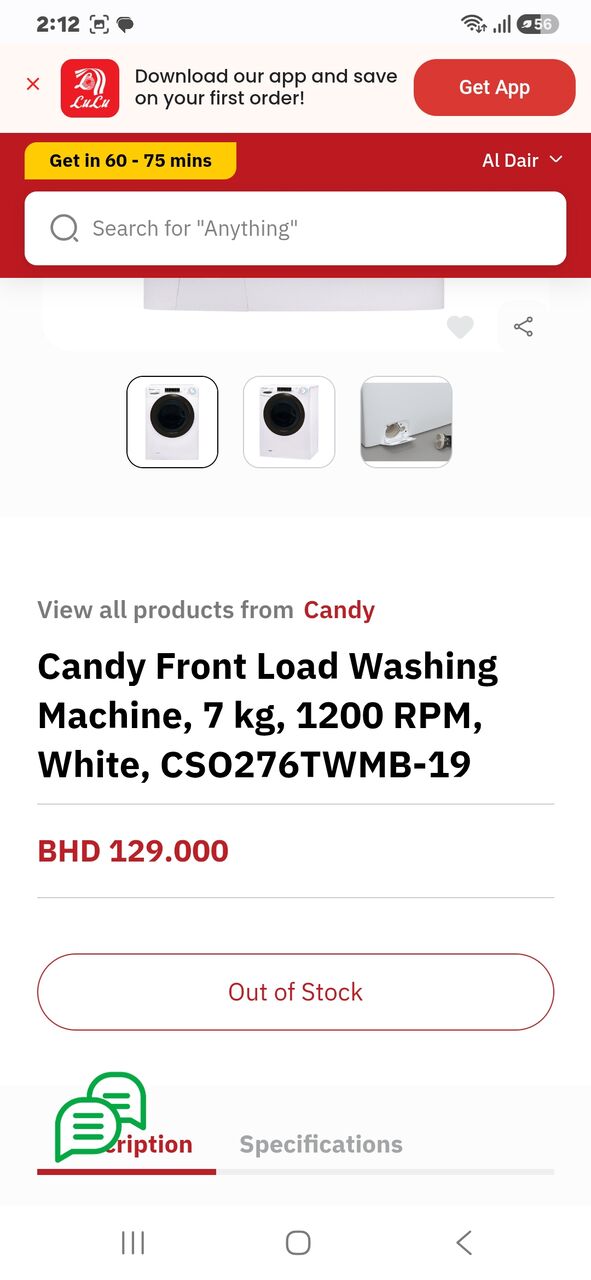 Isa Town, Household Items, BHD 65,  Free Delivery, WASHING MACHINE 7 Kg, Candy Brand