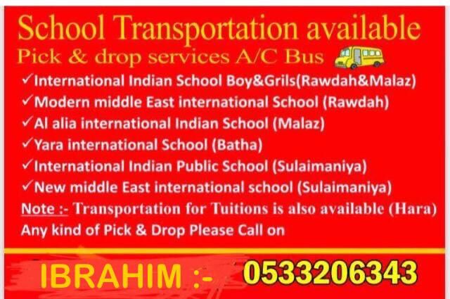Riyadh, Pick Up & Drop Off, SCHOOL BUS TRANSPORTATION SERVICES