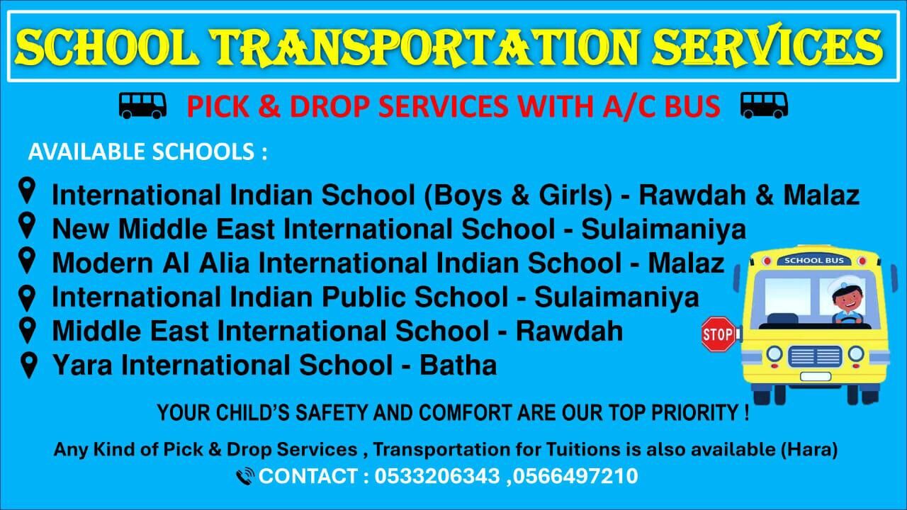 Riyadh, Passenger Transport, SCHOOL BUS TRANSPORTATION SERVICES (PICKUP & DROP)