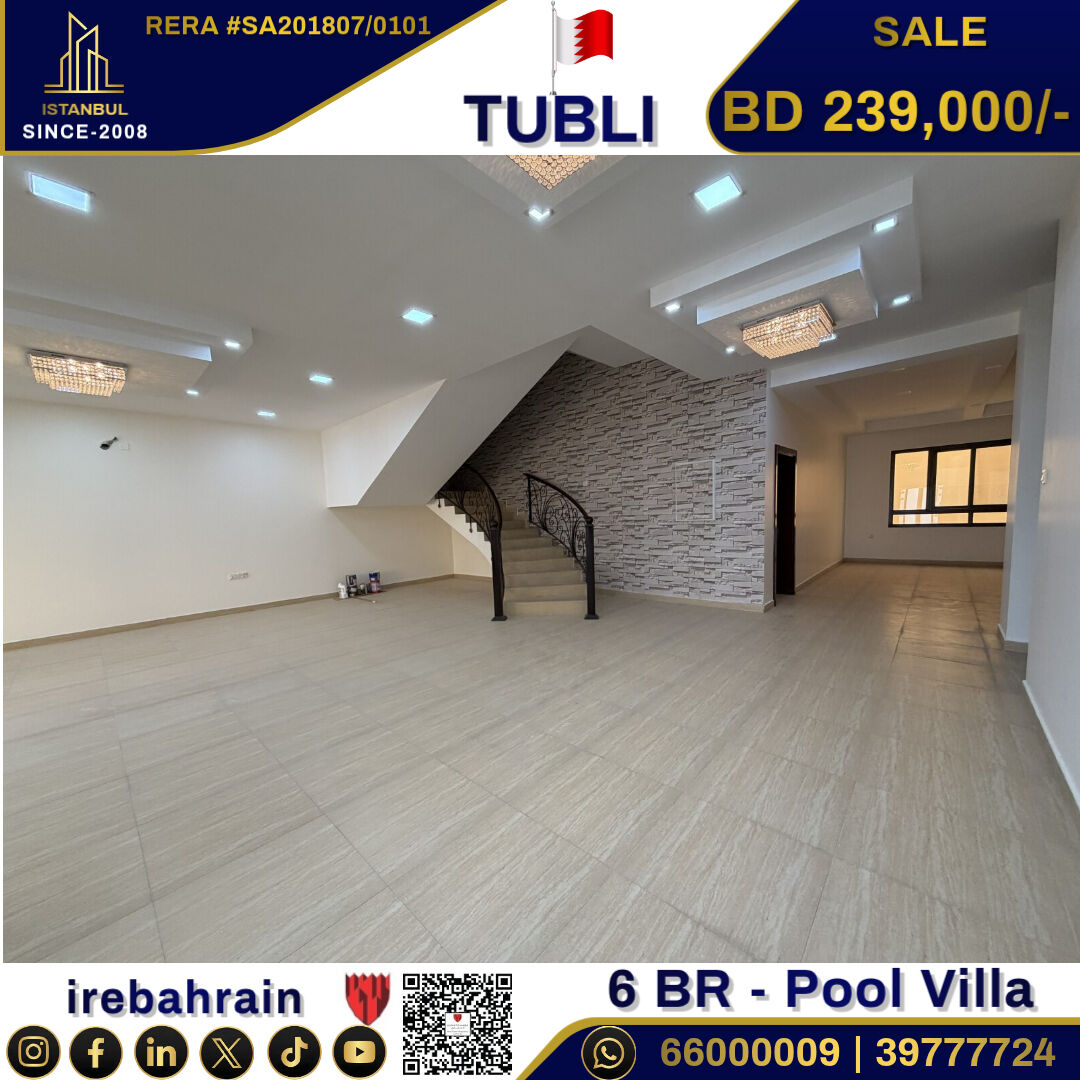 Tubli, Real Estate For Sale, BHD 239000,  6 BR,  Luxurious Pool Villa For Sale In Tubli
