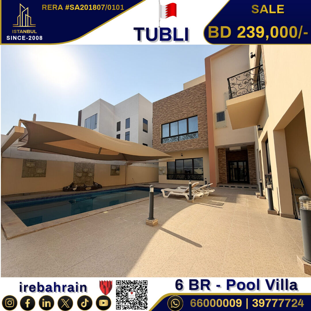 Tubli, Real Estate For Sale, BHD 239000,  6 BR,  Luxurious Pool Villa For Sale In Tubli