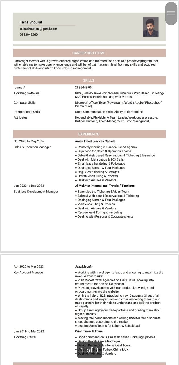 Riyadh, Job Seekers, Travel Agent, Travel & Tourism Expert (GDS/Sabre/Galileo/Amadeus) 7+ Years Experiance