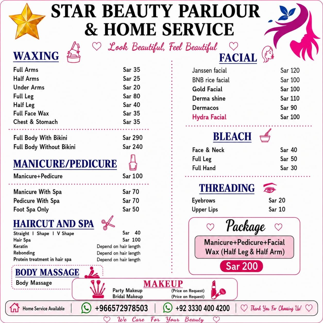 Jubail, Beautician, Star Beauty Parlour & Home Service
