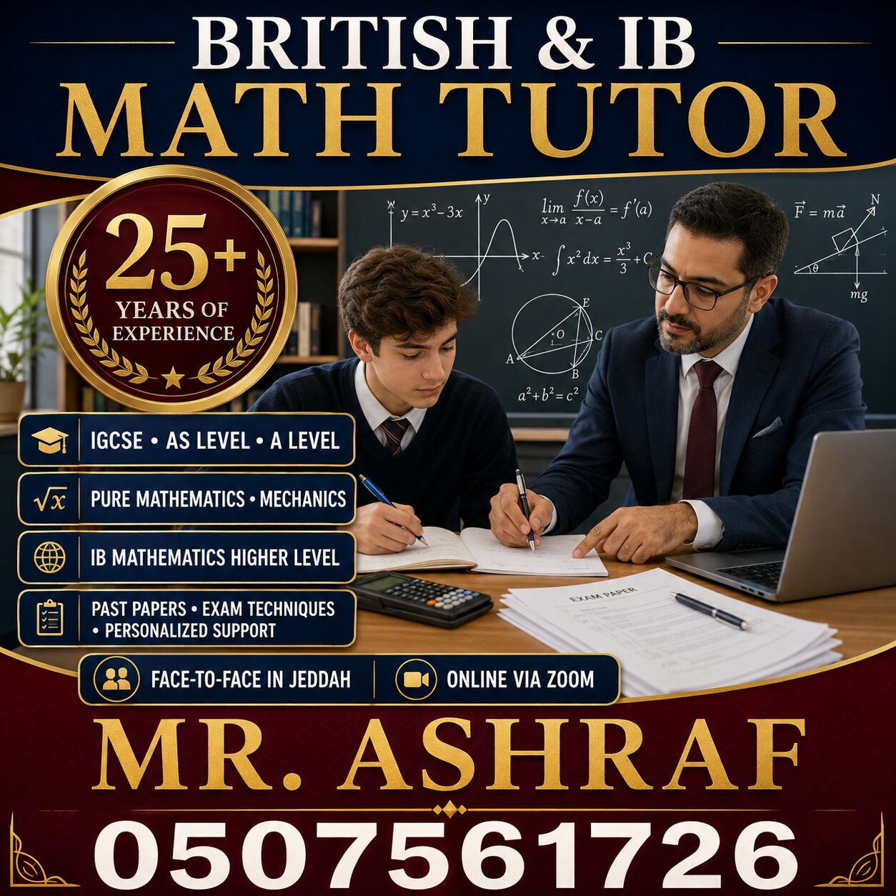 Jeddah, Lessons Offered, Experienced British Curriculum And IB Mathematics Teacher