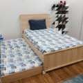 SAR 850,  Home Centre Kids Trundle Bed Set (with Mattresses & Nightstand) &ndash; Excellent Condition
