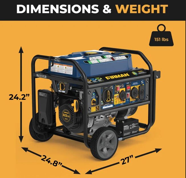 Tampa Bay, Heavy Equipment, USD 1150,  FIRMAN T06373 Tri-Fuel Generator 7850W &ndash; Backup Power