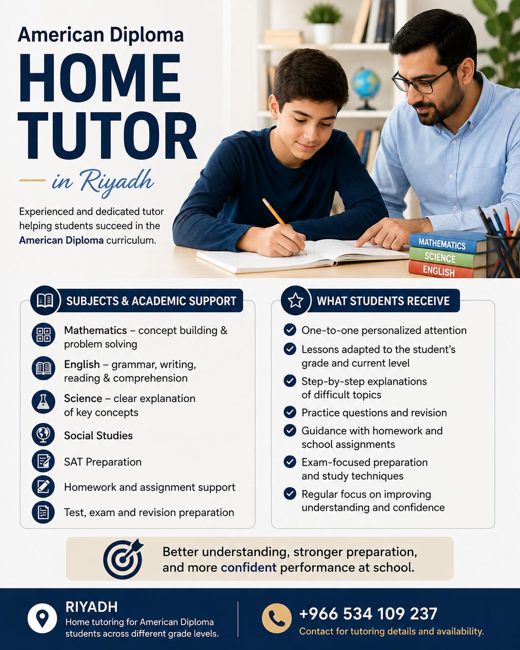 Riyadh, Lessons Offered, American Diploma Home Tutor In Riyadh &ndash; Math, English, Science & SAT
