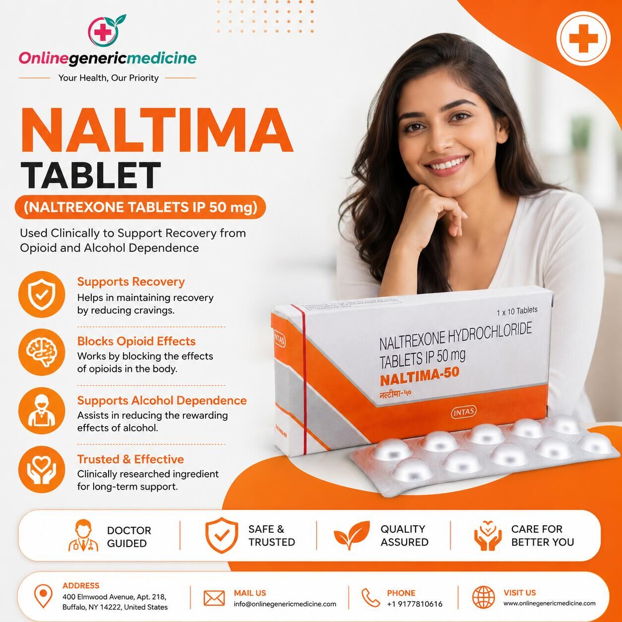 New York, Health & Beauty Items, USD 97,  Naltima 50 Mg (Naltrexone): Uses & Safety Information | Online Generic Medicine