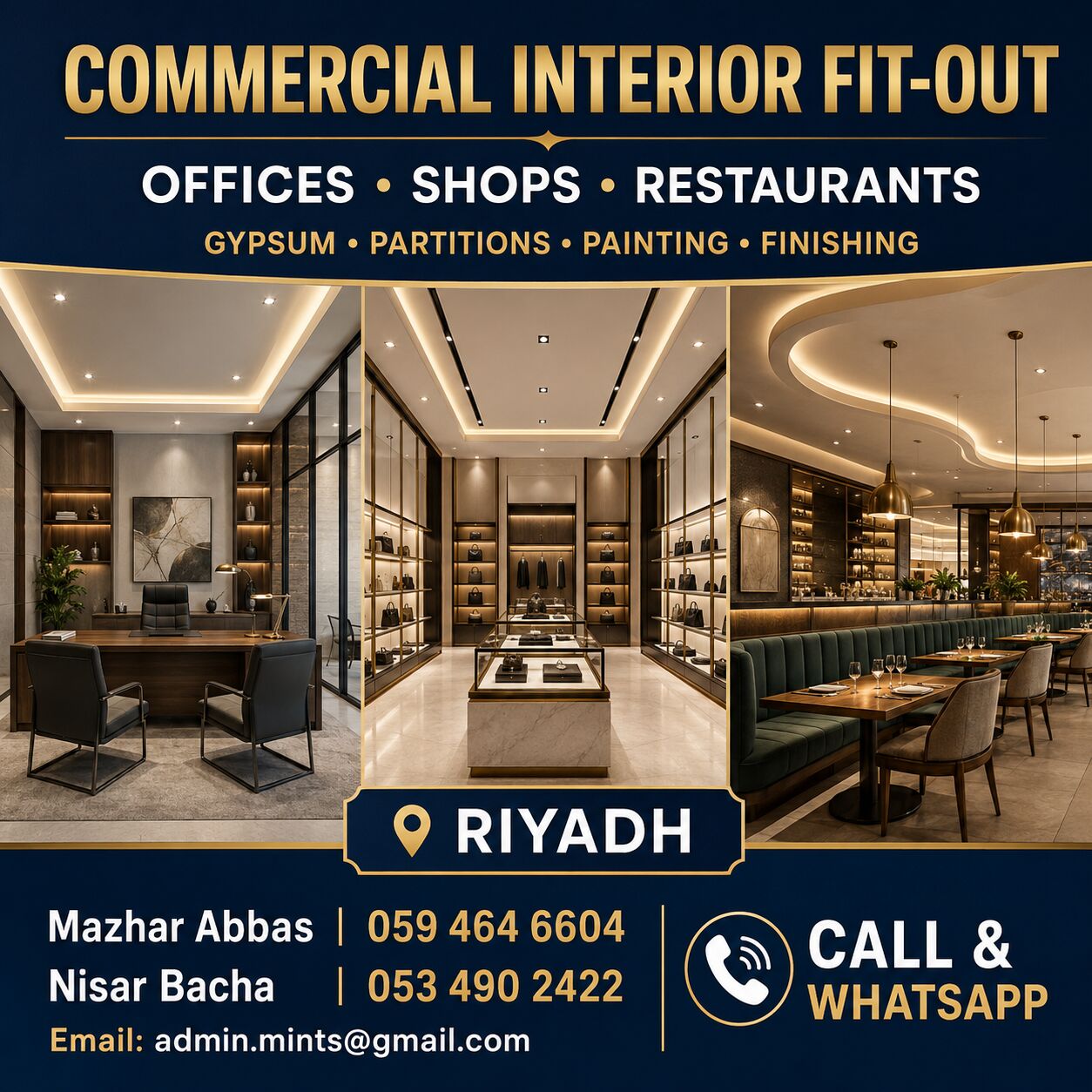 Riyadh, Interior Design, Commercial Interior Fit-Out | Offices, Shops & Restaurants | Riyadh