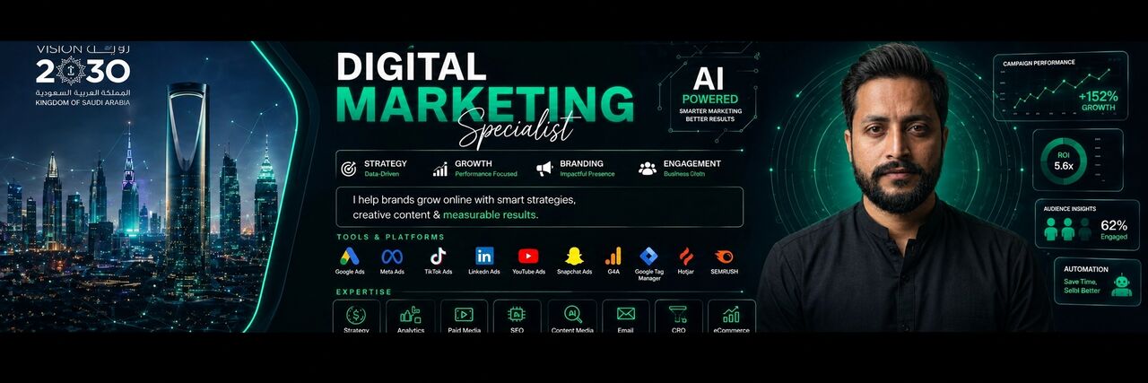 Riyadh, Marketing, Performance Marketing & Social Media Specialist With 5 Yrs Experience In KSA.