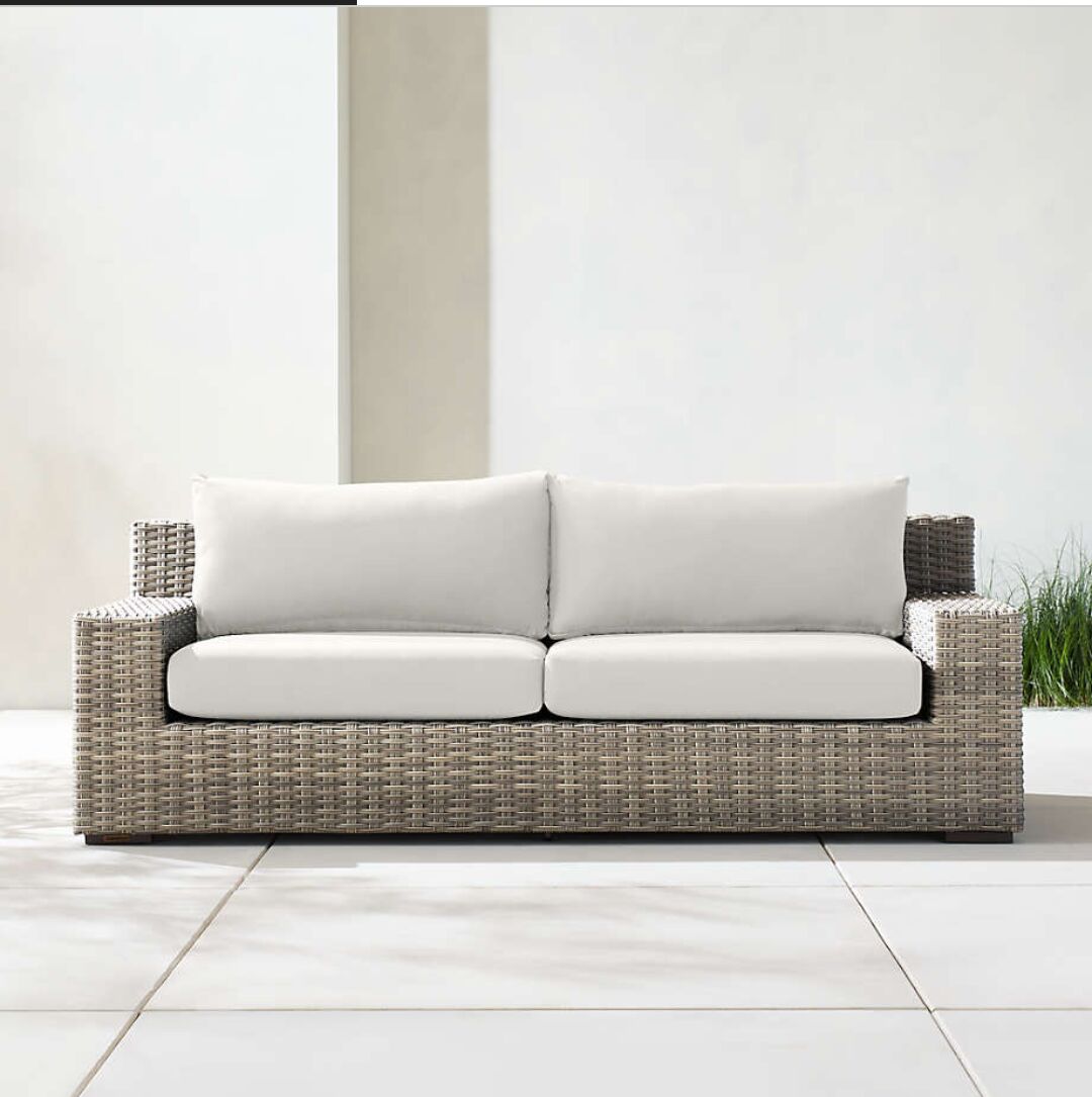 Al Mounsiyah, Furniture, SAR 4000,  Abaco 83" Resin Wicker Outdoor Sofa With Natural Sunbrella