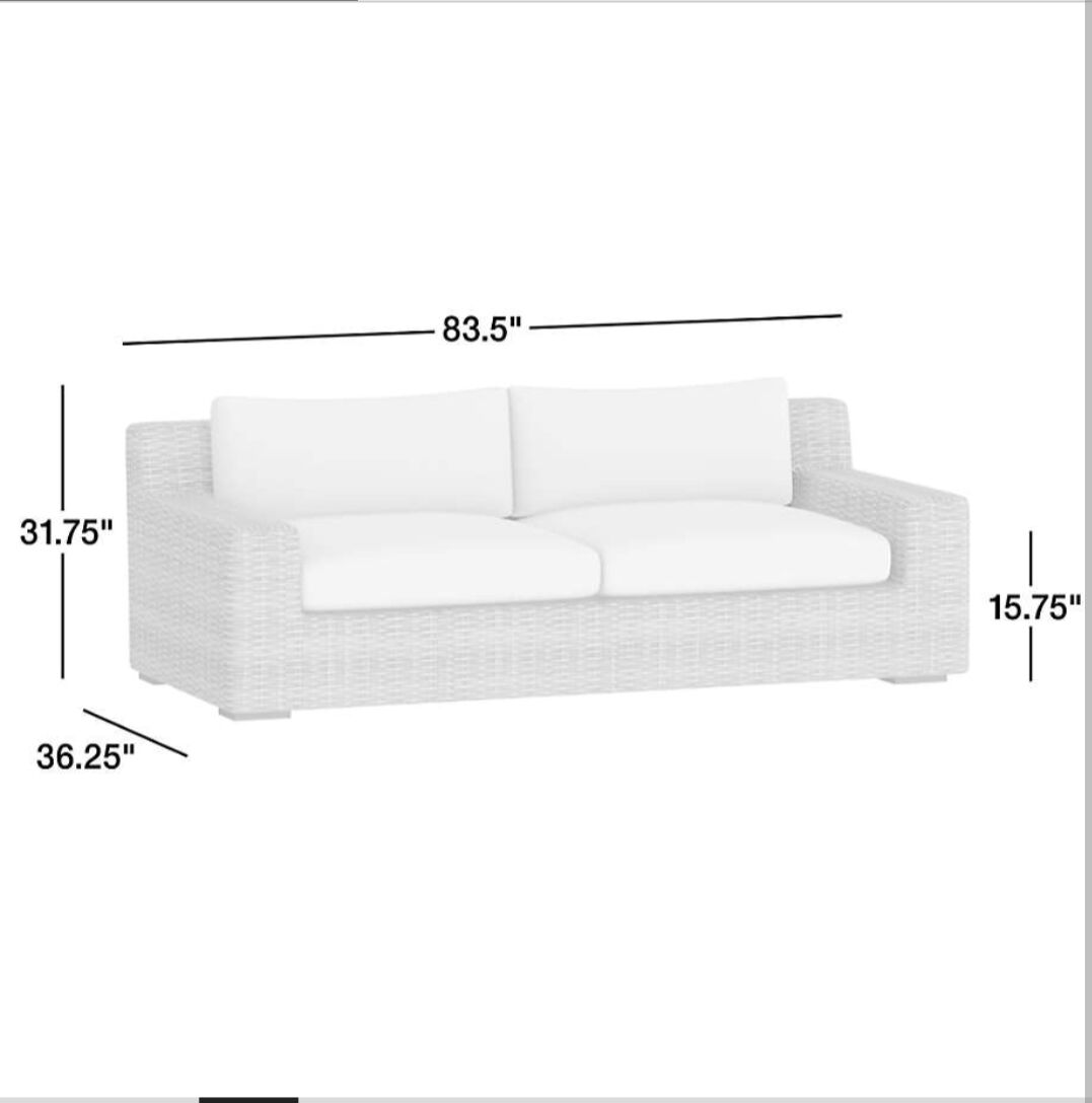 Al Mounsiyah, Furniture, SAR 4000,  Abaco 83" Resin Wicker Outdoor Sofa With Natural Sunbrella