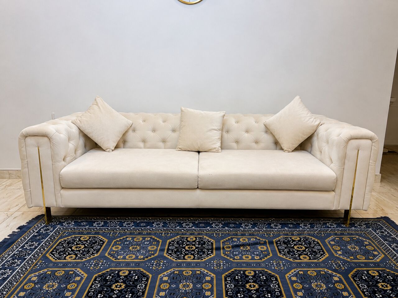 Riyadh, Furniture, SAR 4950,  Premium Home Centre Cindy Velvet Sofa Set In Elegant Cream/off-white