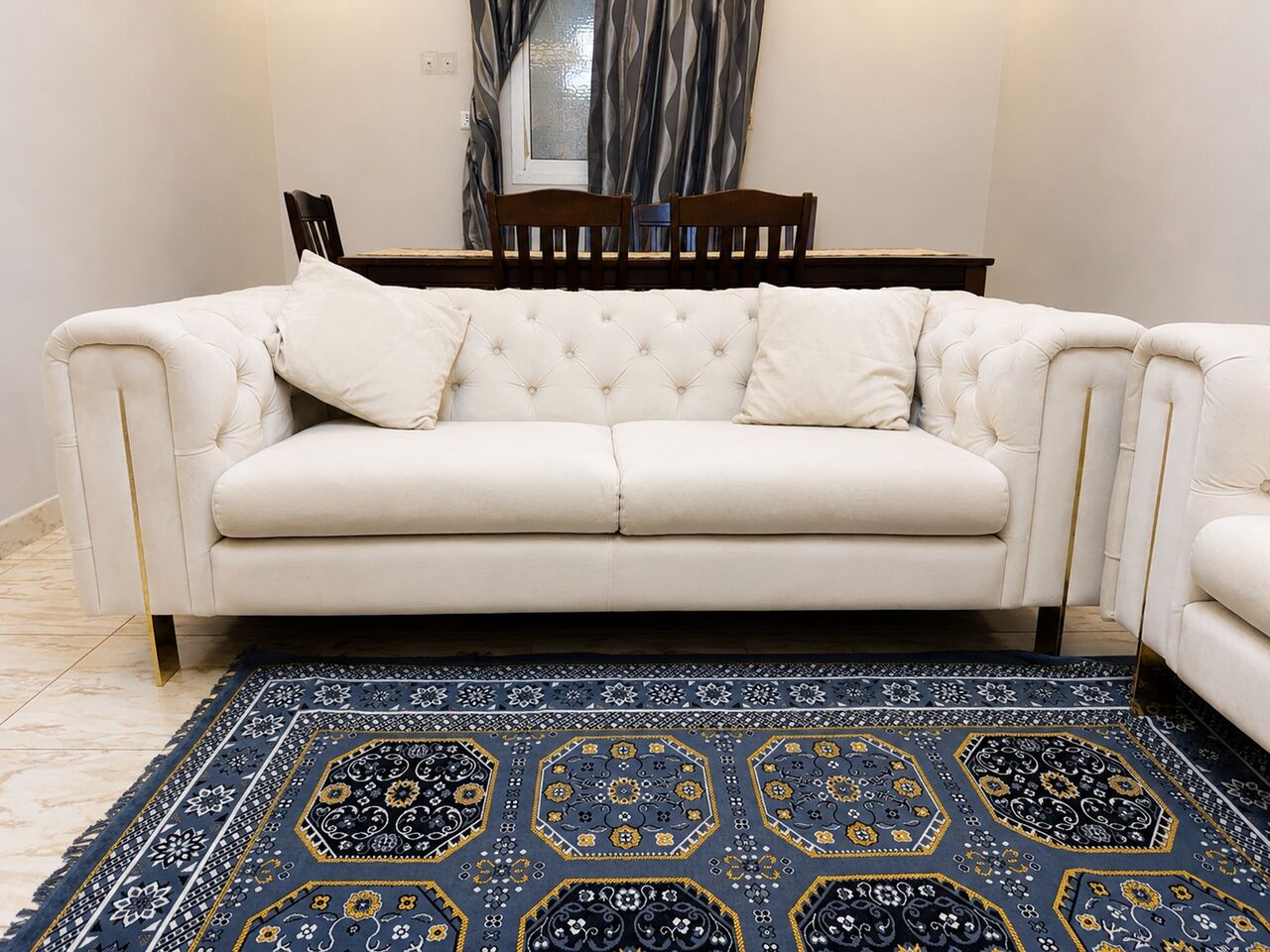 Riyadh, Furniture, SAR 4950,  Premium Home Centre Cindy Velvet Sofa Set In Elegant Cream/off-white