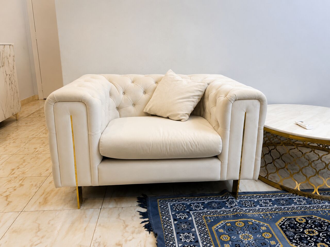 Riyadh, Furniture, SAR 4950,  Premium Home Centre Cindy Velvet Sofa Set In Elegant Cream/off-white