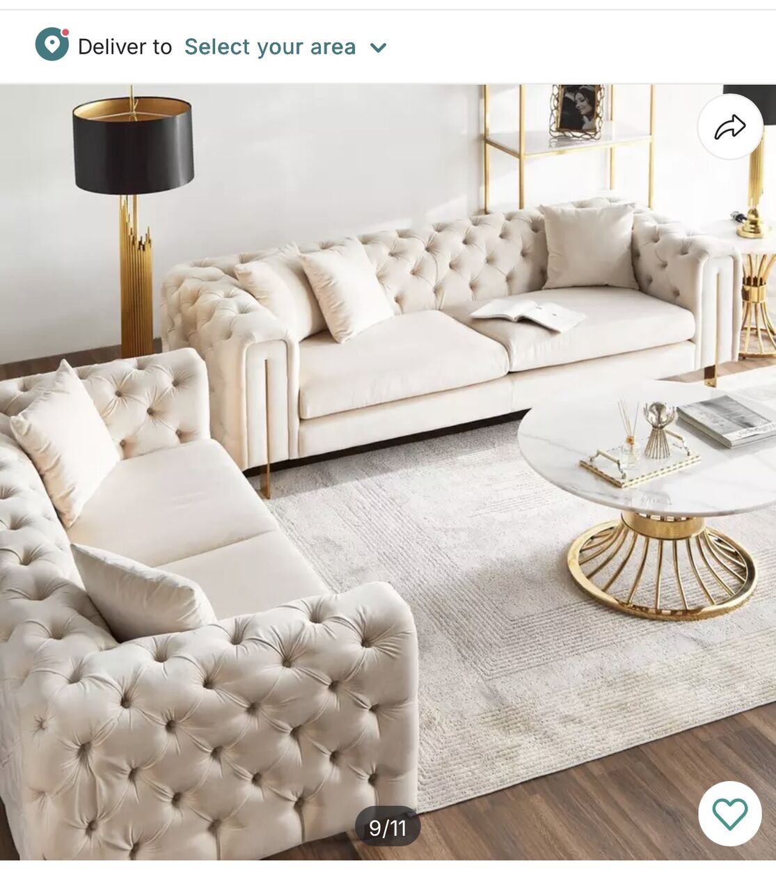 Riyadh, Furniture, SAR 4950,  Premium Home Centre Cindy Velvet Sofa Set In Elegant Cream/off-white