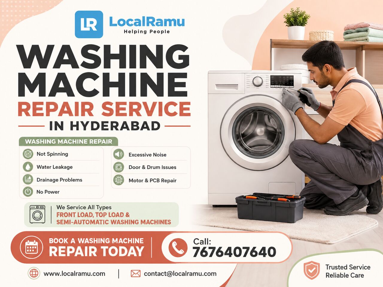 Hyderabad, Appliance Repair, Advanced Washing Machine Repair Service In Hydrabad By LocalRamu