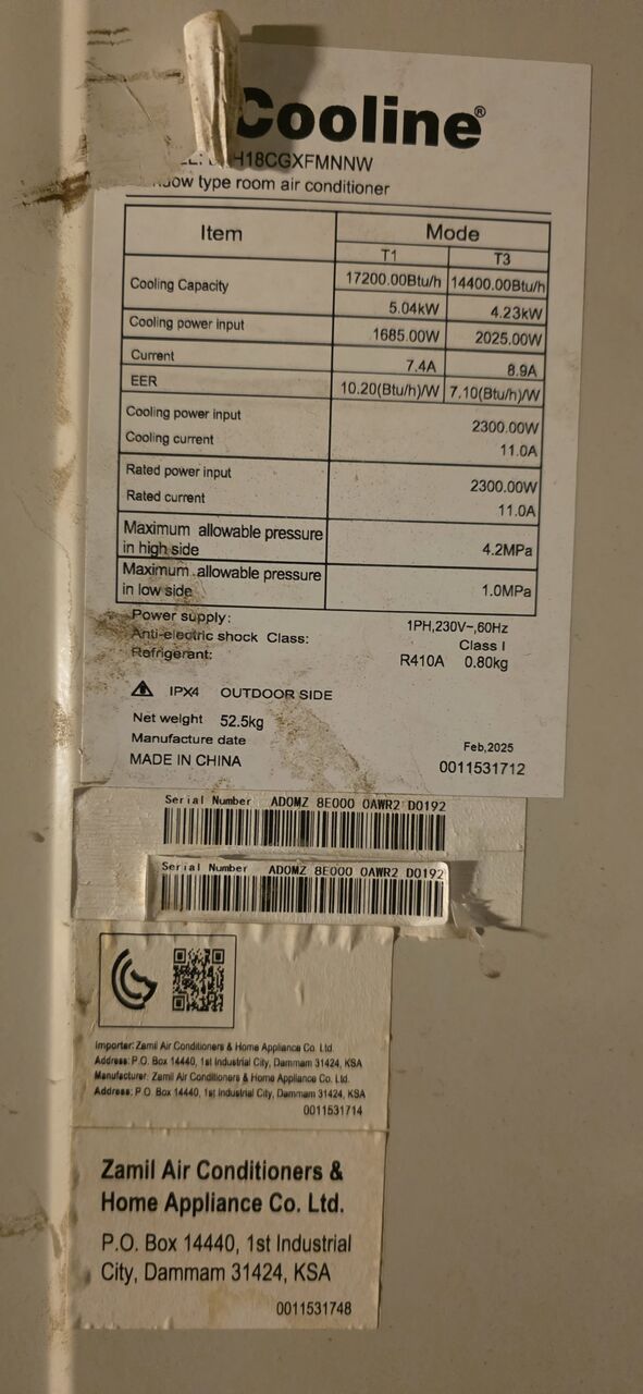 Al Thuqbah, Air Conditioners, SAR 800,  Window Air Conditioner 1.5 Ton