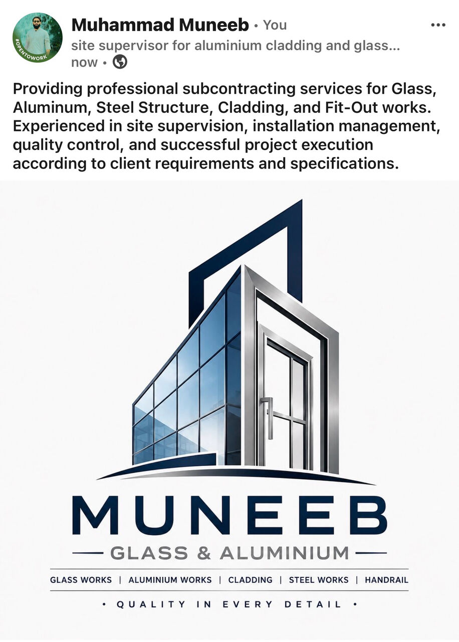 Riyadh, Jobs, Subcontractor For Aluminum Glass Cladding Work