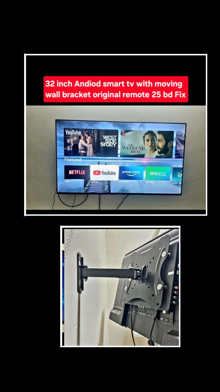 Manama, Electronics, BHD 25,  New Condition 32 Inch Android Smart Tv With Moving Wall Bracket 25 Bd Msg 3670 8372 Wts Ap