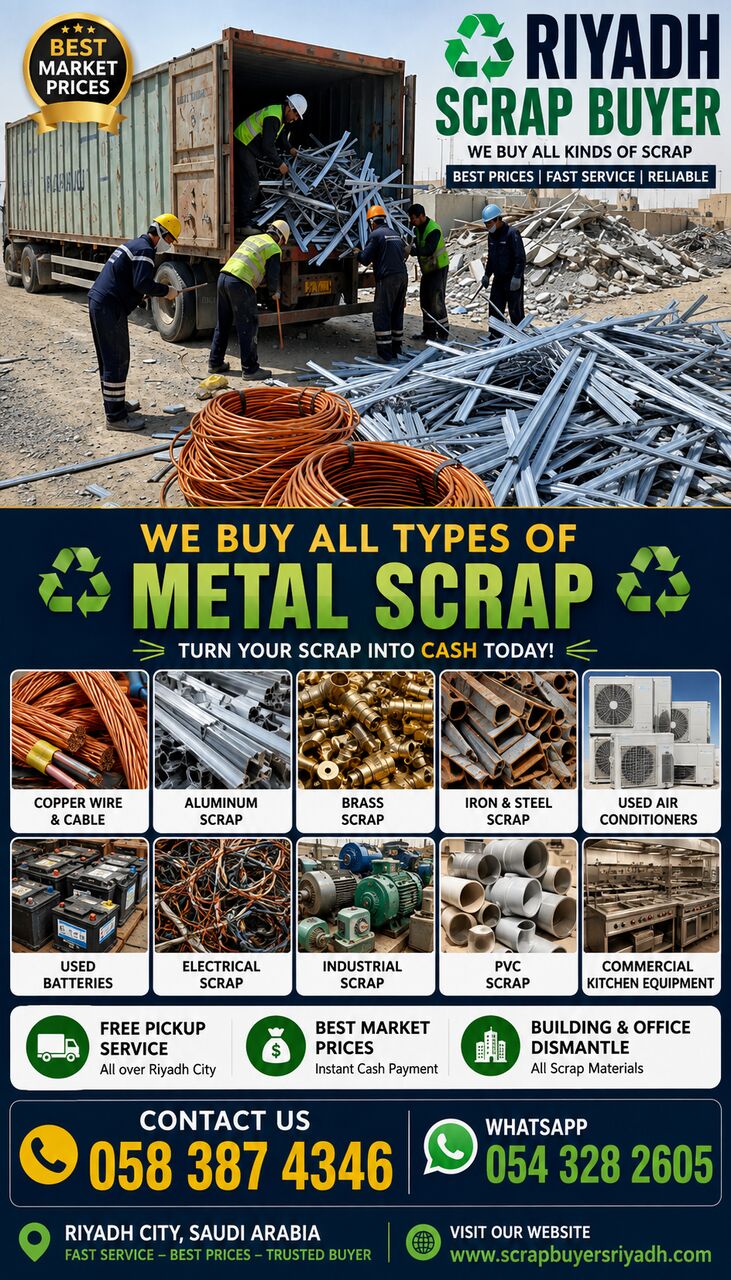Riyadh, Items Wanted, Scrap Buyer Riyadh City Iron Wire Copper Cable Aluminum Used Batteries Air-conditioning Sc