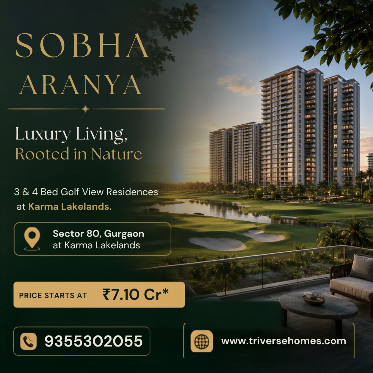 Gurgaon, Real Estate For Sale, INR 71000000,  3 BR,  2836 Sq. Meter,  Sobha Aranya Gurgaon- Modern Homes In A Green Setting