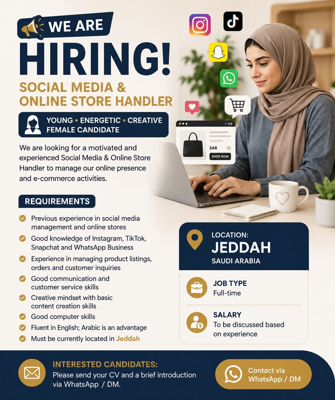 Jeddah, Jobs, Social Media & Online Store Accounts Handler