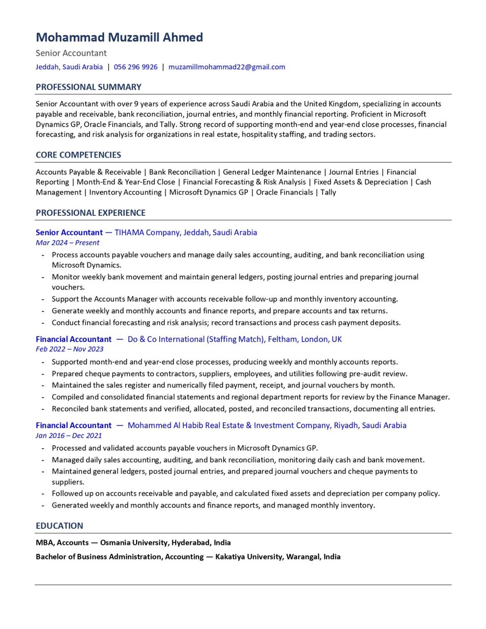 Jeddah, Job Seekers, Accountant | Looking For Job | Immediately Joining