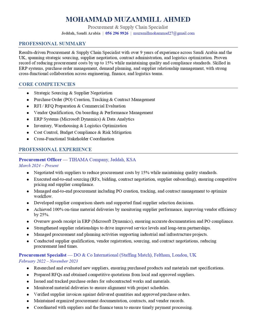 Jeddah, Job Seekers, Procurement Officer | Looking For Job | Immediately Joining