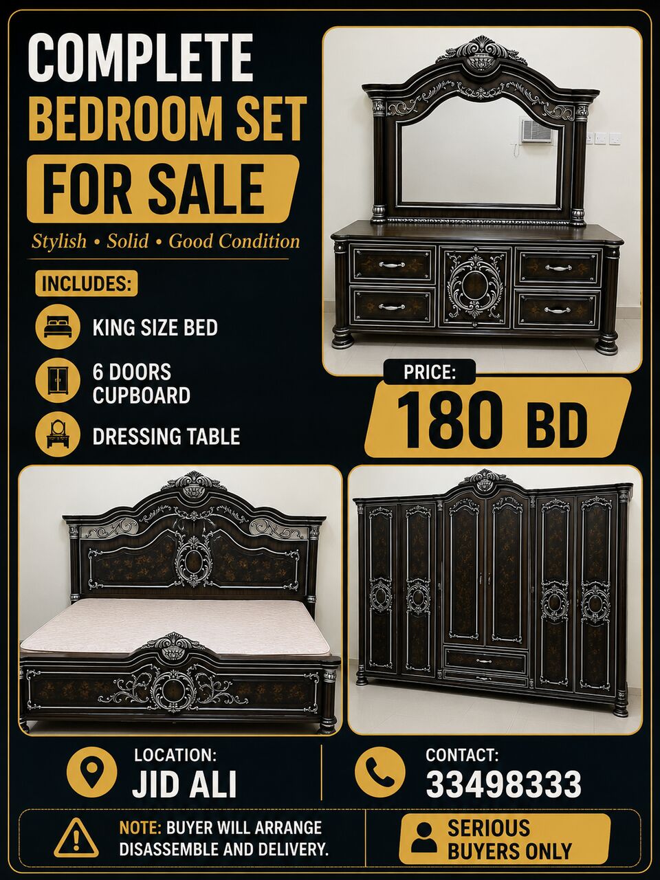 Jid Ali, Furniture, BHD 180,  COMPLETE BED SET FOR SALE