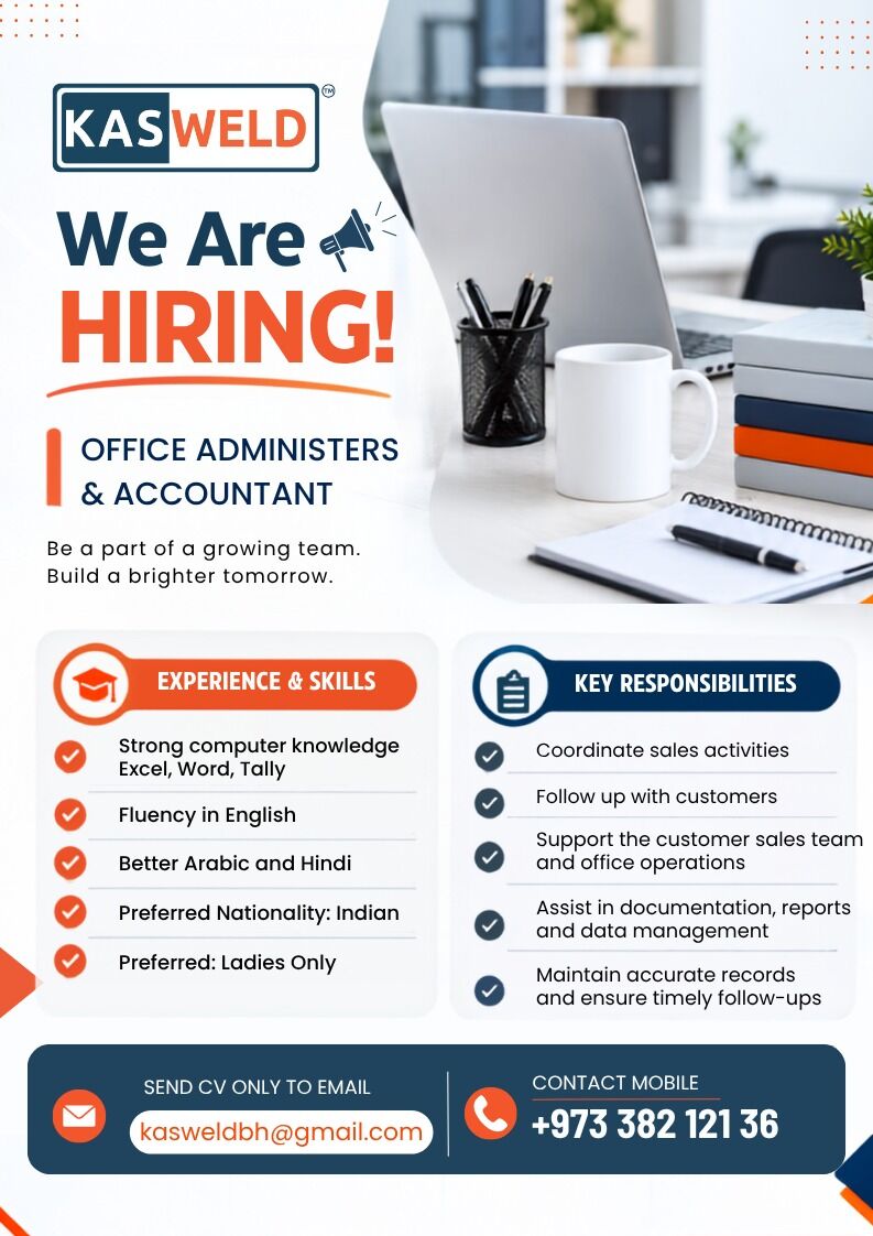 Hidd, Jobs, OFFICE ADMINISTRATOR & ACCOUNTANT