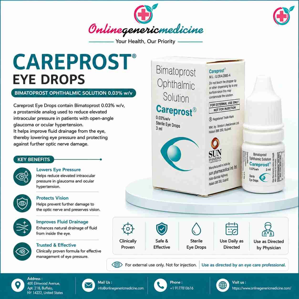New York, Health, Careprost Bimatoprost Eye Drops &ndash; Glaucoma & Ocular Hypertension | Online Generic Medicine