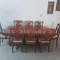 SAR 875,  Malaysian Wooden Dining Table With 8 Chairs In Excellent Condition