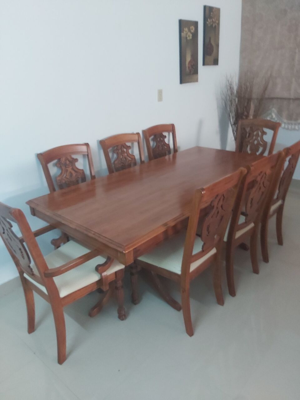 Dammam, Furniture, SAR 875,  Malaysian Wooden Dining Table With 8 Chairs In Excellent Condition