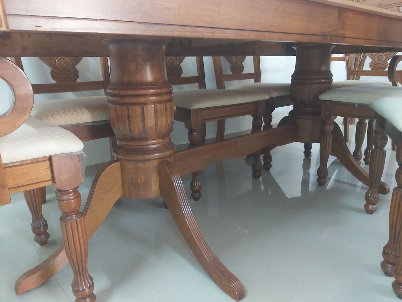Dammam, Furniture, SAR 875,  Malaysian Wooden Dining Table With 8 Chairs In Excellent Condition
