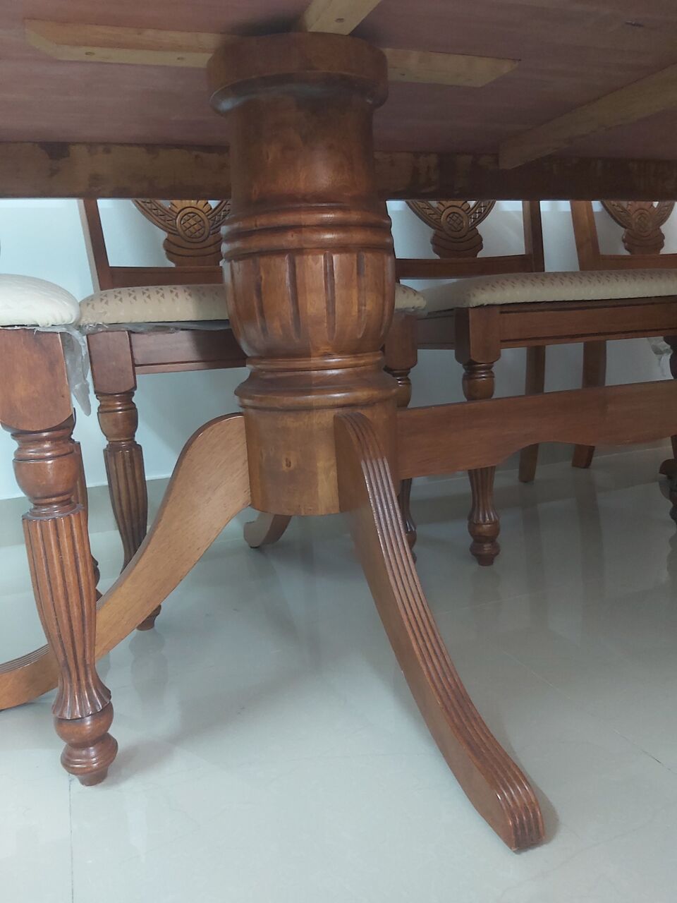 Dammam, Furniture, SAR 875,  Malaysian Wooden Dining Table With 8 Chairs In Excellent Condition