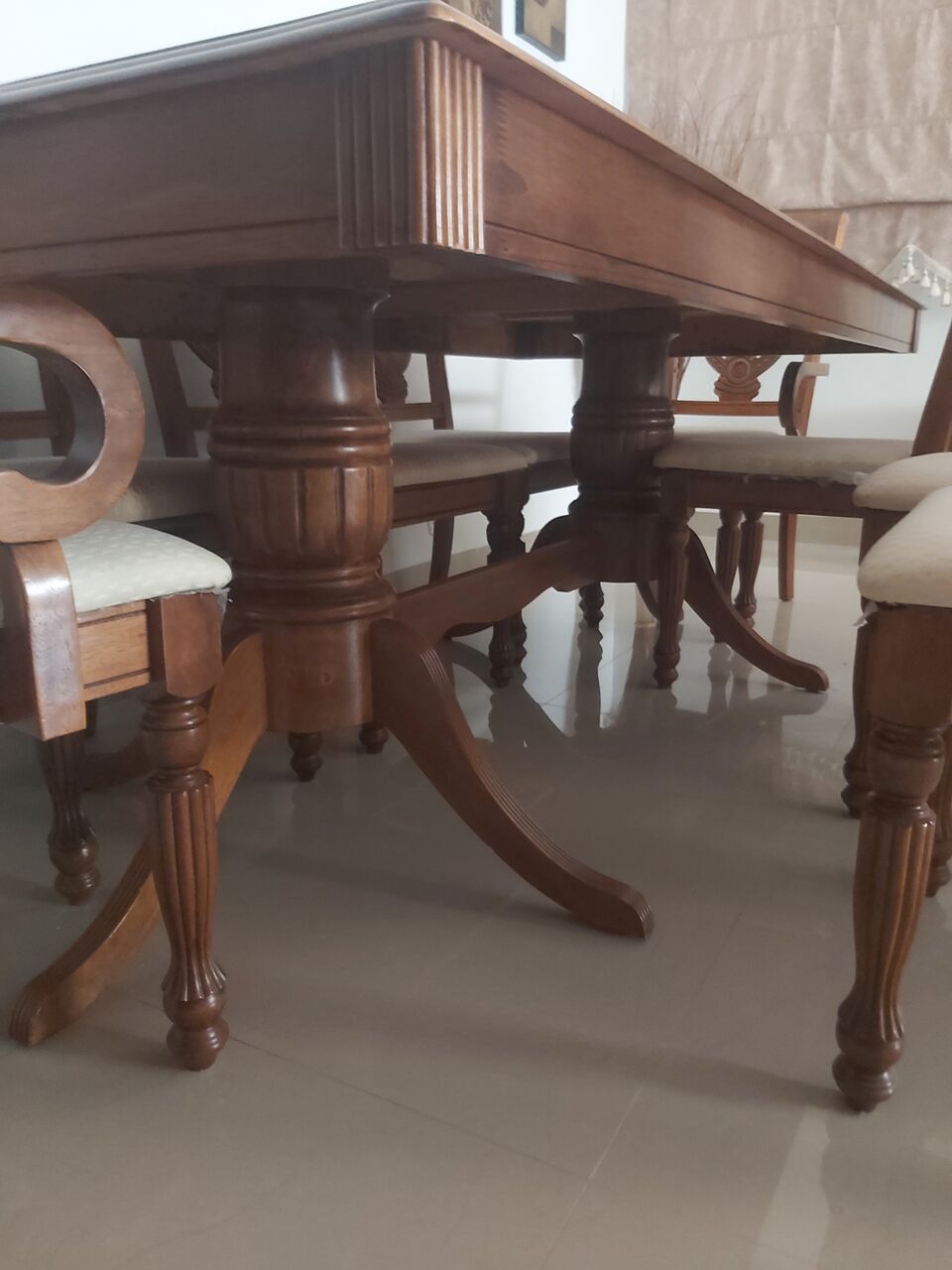 Dammam, Furniture, SAR 875,  Malaysian Wooden Dining Table With 8 Chairs In Excellent Condition