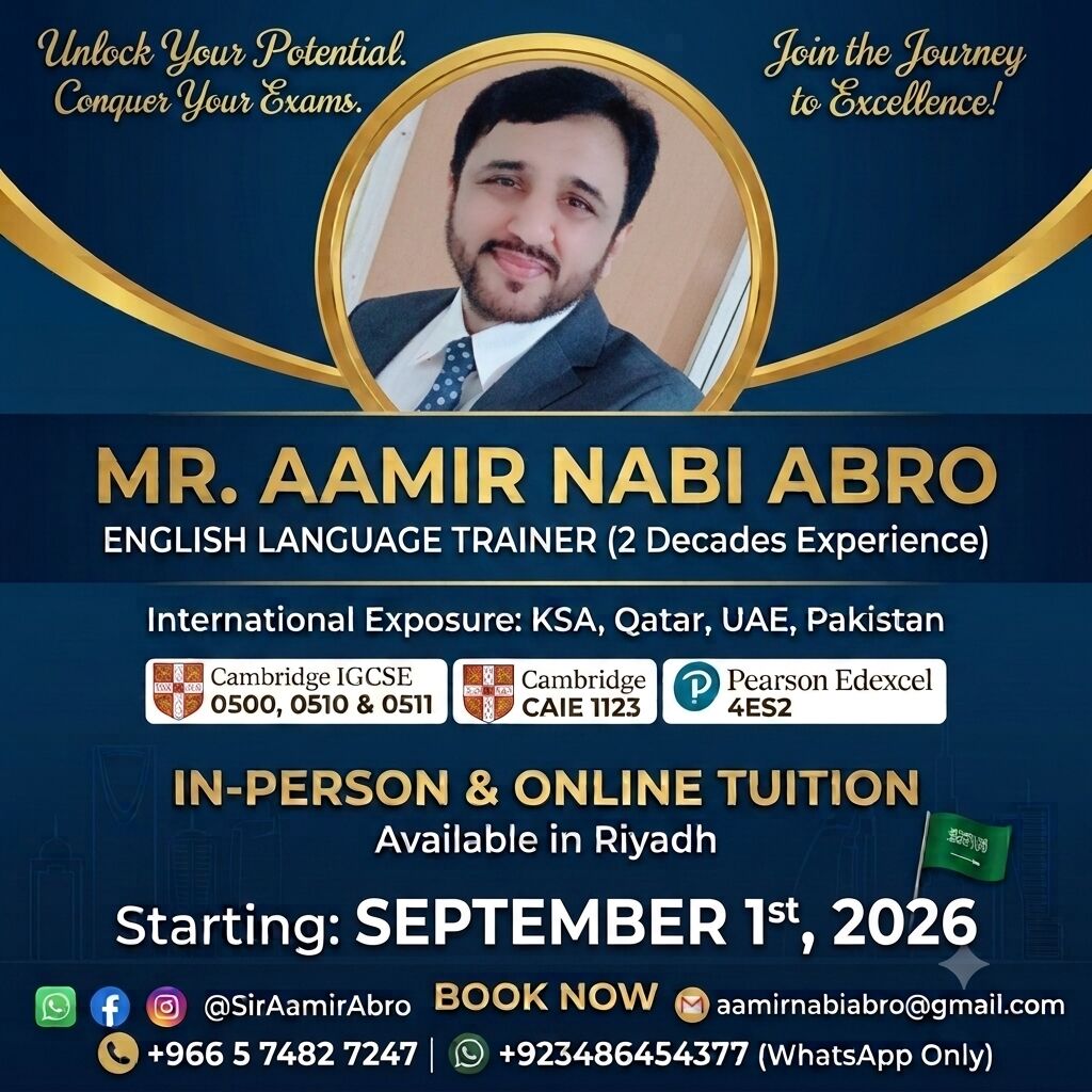 Riyadh, Lessons Offered, Secure A & A* In O&rsquo; Level English &ndash; Lessons Offered By An Experienced English Teacher